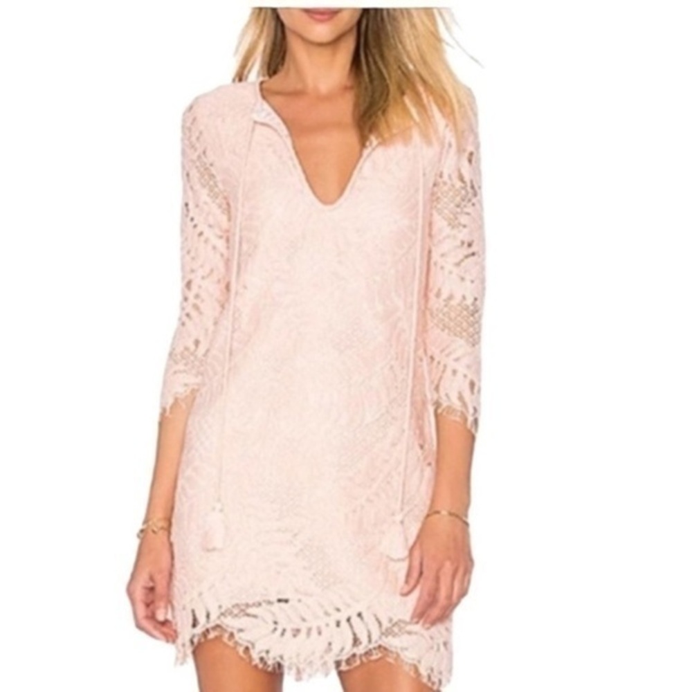 Lovers and Friends NWOT Marlie mini dress pink lace long sleeve dress